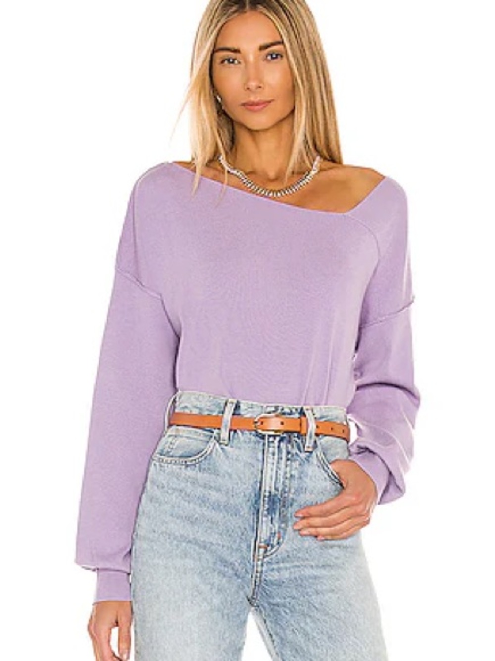 $99 Line And Dot Favorite Geometric Neck Sweater Lilac Purple Size Small